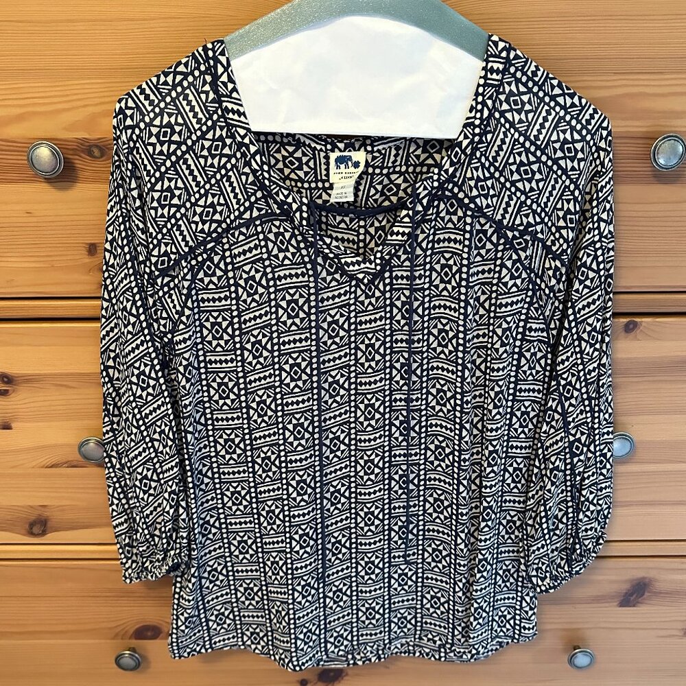 Lucky Brand Geometric Patterned Top - Sz XS